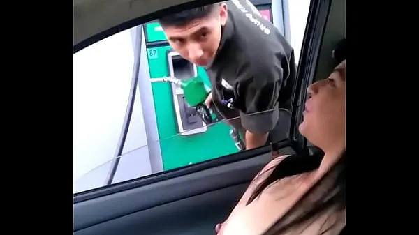Show Loading gasoline Alexxxa Milf whore with her tits from outside fresh Movies