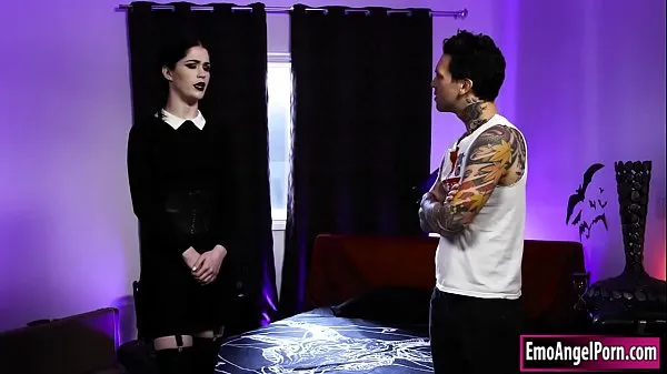 Show Small tits goth Wednesday Addams is convinced by a tattooed guy to get fucked.He kisses her and makes her deepthroat his big facesits him and is doggystyled rough.He keeps on banging her fresh Movies