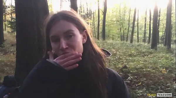 Mutass Young shy Russian girl gives a blowjob in a German forest and swallow sperm in POV (first homemade porn from family archive friss filmet