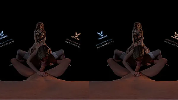 Tunjukkan VReal 18K Spitroast FFFM orgy groupsex with orgasm and stocking, reverse gangbang, 3D CGI render Filem baharu