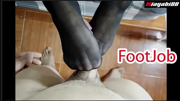 Vis Thai couple has foot sex wearing stockings Use your feet to jerk your husband until he cums nye film