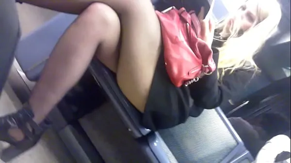 Mutass No skirt blonde and short coat in subway friss filmet